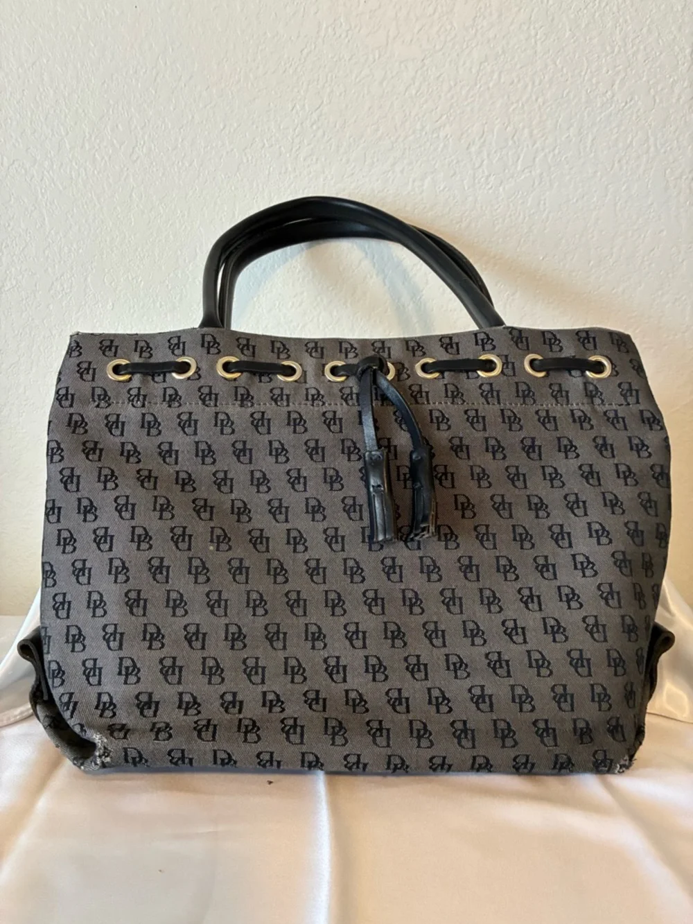 Dooney & Bourke Gray and Black Monogram Tote